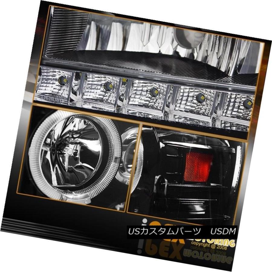 ヘッドライト 2007-2013 GMC Sierra Haloプロジェクターダークブラックヘッドライト+スモークLEDテールライト 2007-201の画像