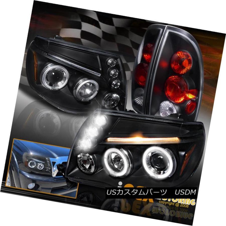 前照灯 2005-2008トヨタタコマデュアルヘイロープロジェクターLED前照灯+テールランプ黒いこと 2005-2008 Toyota ライト、レンズ-自動車