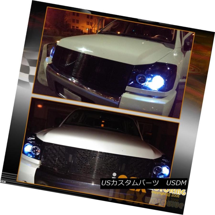 ヘッドライト 2005-2007 Armadaプロジェクター用LEDシャイニーブラックヘッドライト+スモークテールライト For 2005-2007の画像