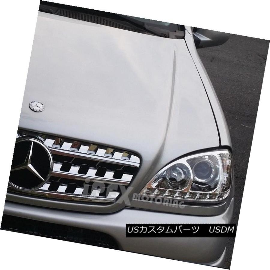 ヘッドライト 1998-2001 Mercedes Benz ML W163 ML320 ML430 LED DRLプロジェクターヘッドライトクローム