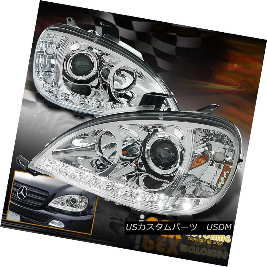 ヘッドライト 1998-2001 Mercedes Benz ML W163 ML320 ML430 LED DRLプロジェクターヘッドライトクロームの画像