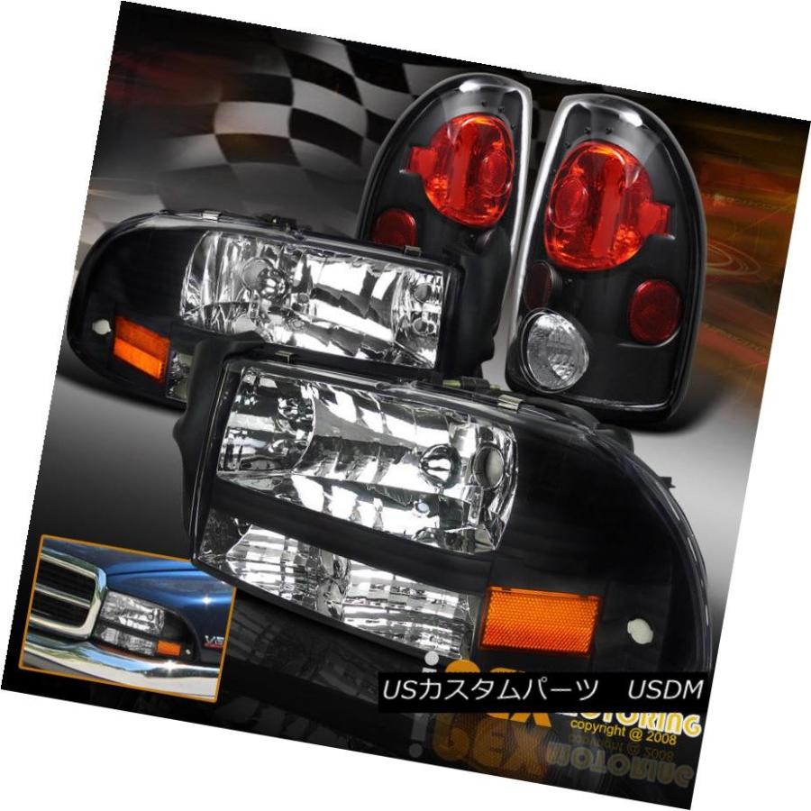 ヘッドライト NEWセット1997-2004 Dodge DakotaブラックユーロヘッドライトW /シグナルライト+テールライト NEW Set 1