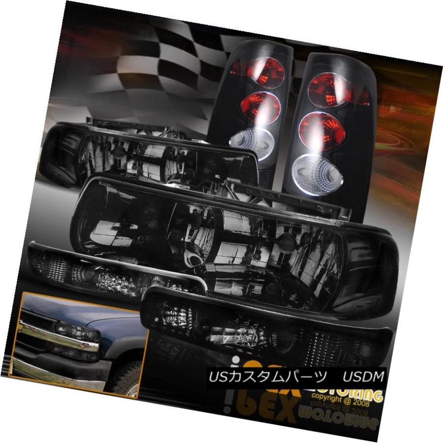 ヘッドライト NEW 1999-2002シボレーシルバラードシャイニースモークヘッドライト+ダークスモークテールライト NEW 1999-2002 C