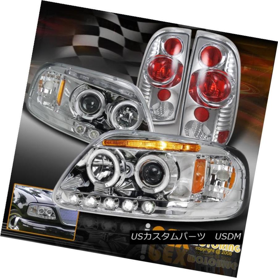 ヘッドライト 1997-2003フォードF150 F-150ツインハロープロジェクターLEDヘッドライト+テールライトクローム 1997-2003 F