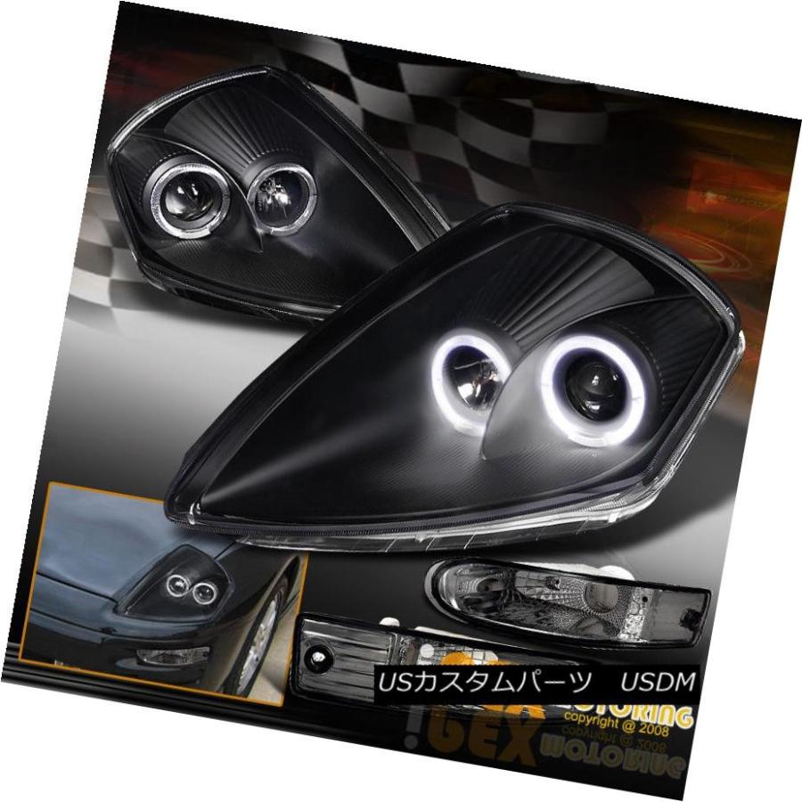 ヘッドライト 00-02三菱Eclipse Haloプロジェクターブラックヘッドライト+スモークバンパー信号 00-02 Mitsubishi Ecl