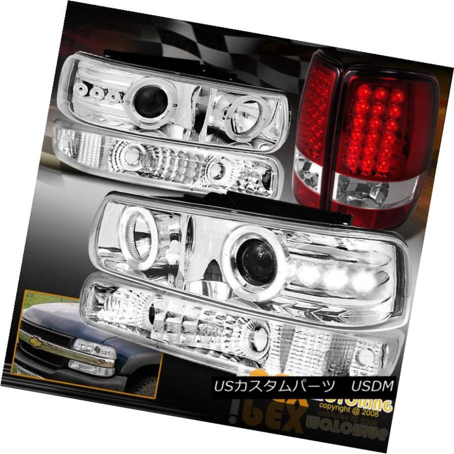 ヘッドライト 2000-2006郊外のタホハロープロジェクタークロームヘッドライト+ LEDレッドテールライト 2000-2006 Suburban