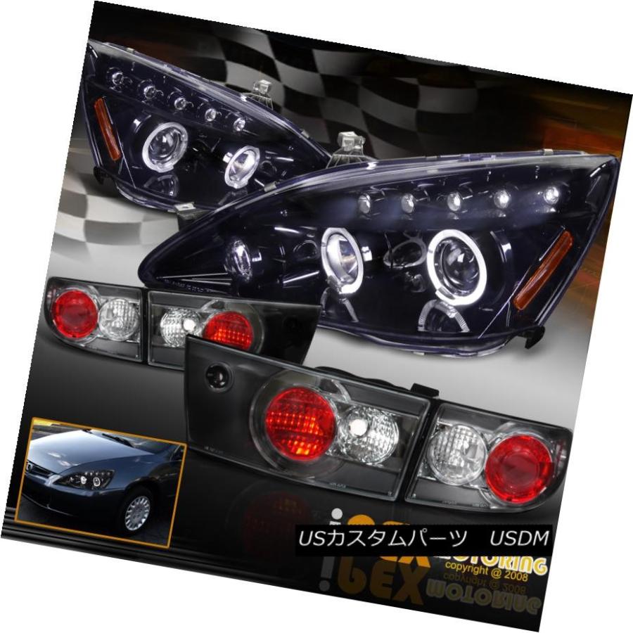ヘッドライト 2003-2005 Honda Accord [ブラックスモーク] HaloプロジェクターLEDヘッドライト+テールライト 2003-2