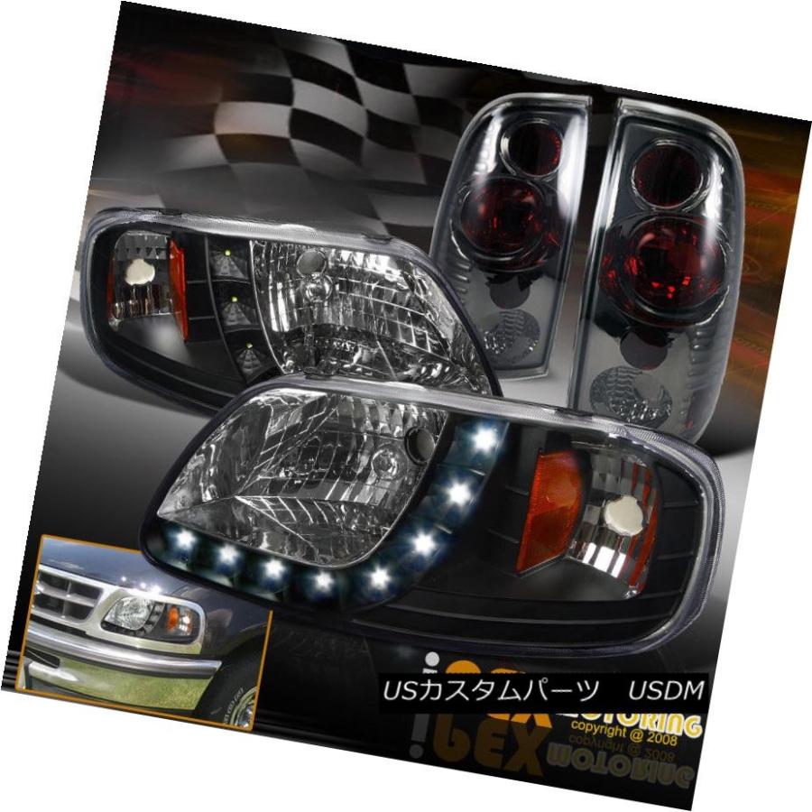 ヘッドライト 1997-2003フォードF150ブラック（完全4ピース）LEDヘッドライト+煙テールライト 1997-2003 Ford F150 B