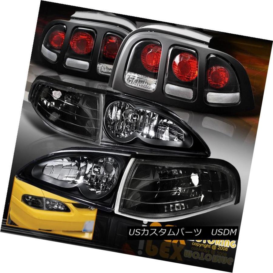 前照灯 1996-1998 Ford Mustang GT SVTコブラブラックヘッドライト+隅っこ交通信号+テールランプ 1996-1998 F ライト、レンズ-車、バイク、自転車-その他ライト
