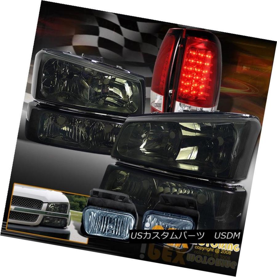 ヘッドライト 2003-2006シボレーシルバラード1500/2500スモークヘッドライト+フォグ+ LEDテールライトレッド 2003-2006 C