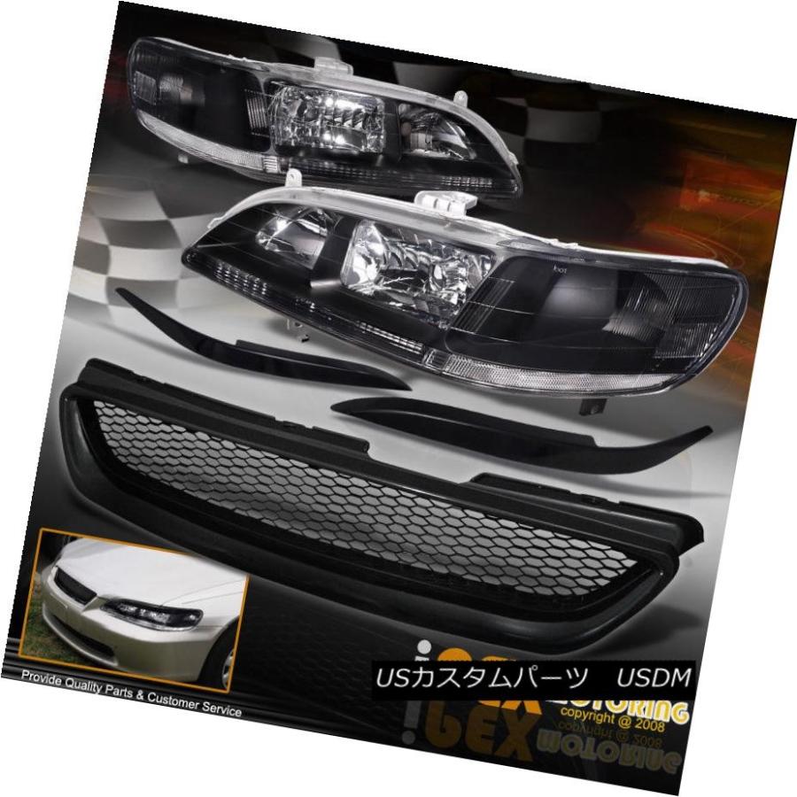 ヘッドライト 1998-2000 Honda Accord 2Dr Coupe JDMブラックヘッドライト+アイ＆lt; wbr> ふた