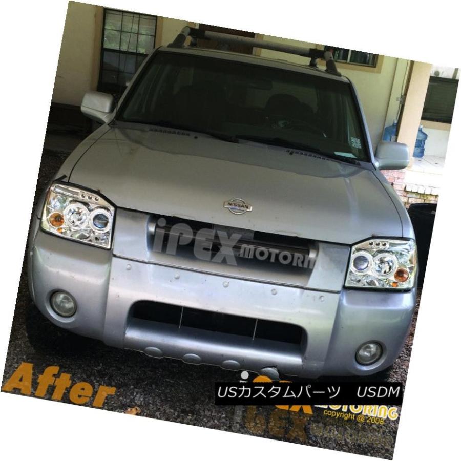 ヘッドライト 2001-2004日産フロンティアデュアルヘイロープロジェクターLEDヘッドライトヘッドランプクローム用 For 2001-2004 N