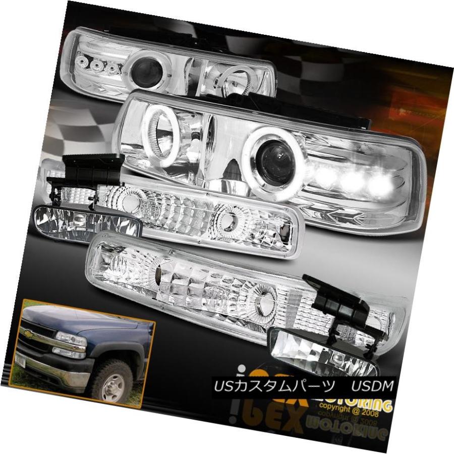 ヘッドライト シェビーシルバラード郊外のヘイロープロジェクターLEDヘッドライトW /信号+フォグライト For Chevy Silverado Su