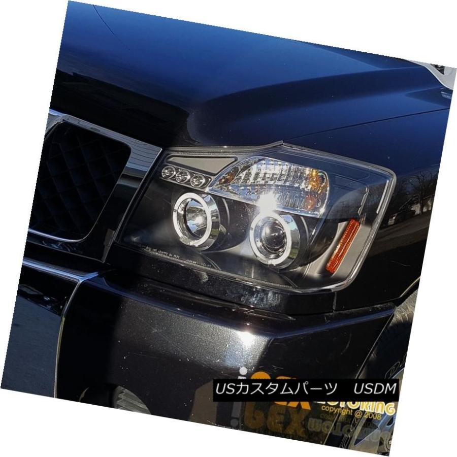 ヘッドライト 2004年?2014年のNEW Nissan Titan Haloプロジェクターヘッドライト+ LEDテールライトブラック NEW Foの画像