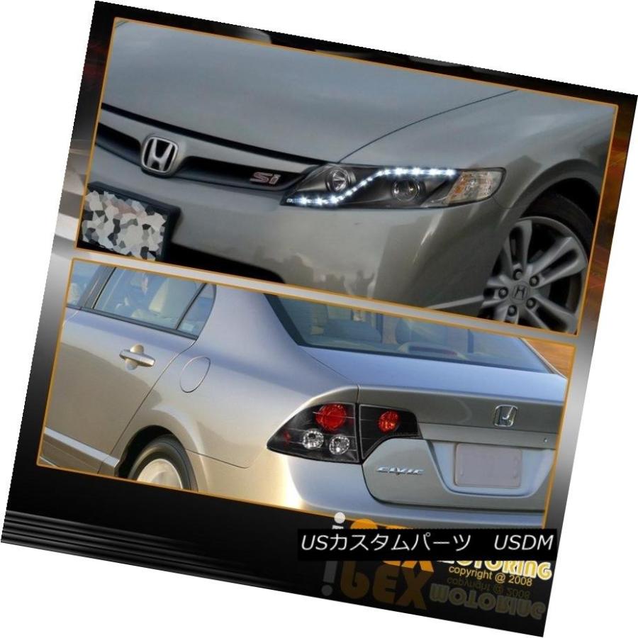 ヘッドライト \"Z\" LEDストリップ2006-2011ホンダシビック4Drプロジェクターブラックヘッドライト+テールライト \"Z\" LED Striの画像