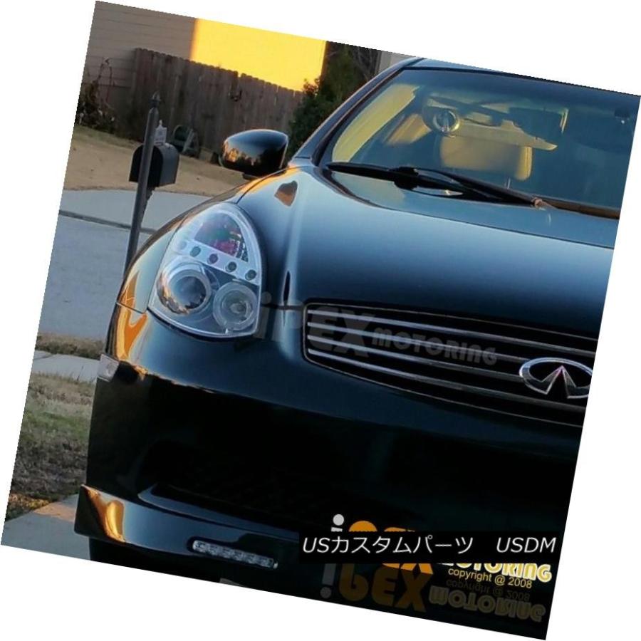 ヘッドライト 03-07 Infiniti G35 2Dr HaloプロジェクタークロームヘッドライトW /ブライトLEDライト用 For 03-07