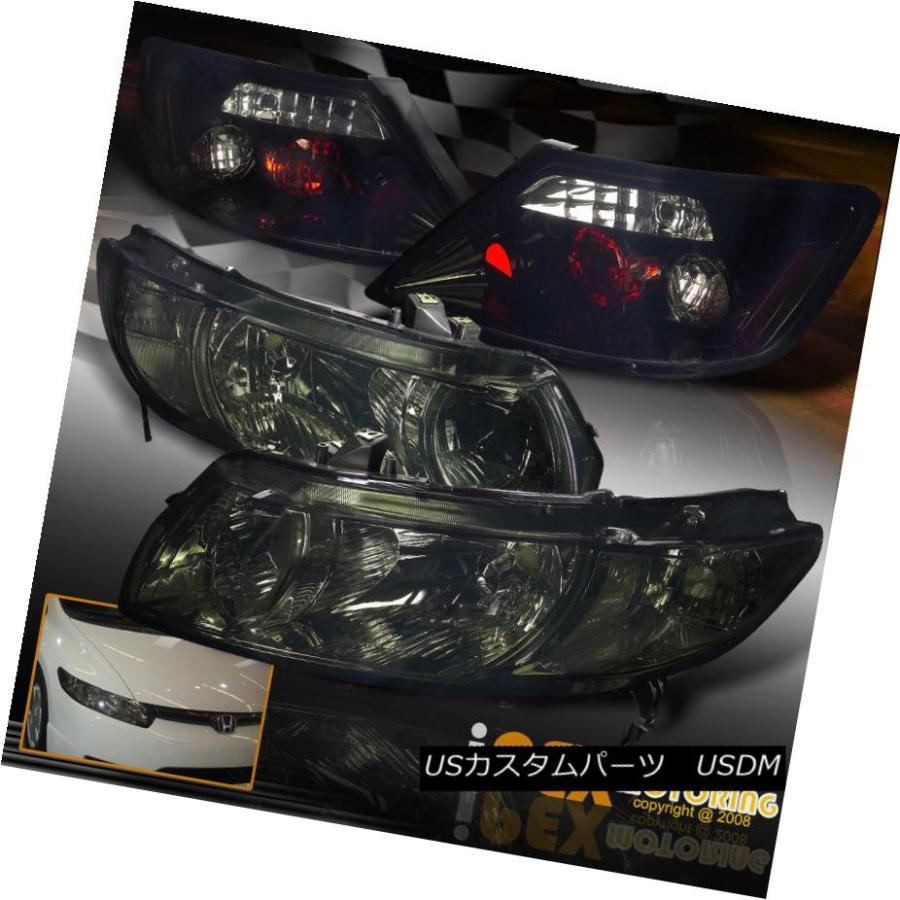 前照灯 2006-2011ホンダシビック2DrクーペJDMスモークヘッドライトW /ブラックアウトテールライトFG 2006-2011 Hond その他ライト-車、バイク、自転車-ライト、レンズ