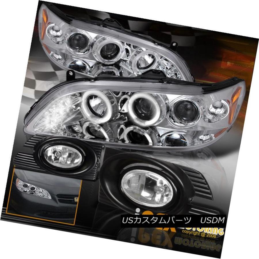 ヘッドライト 2001-2002 Honda Accord 4Dr HaloプロジェクターLEDクロームヘッドライト+クリアフォグライト 2001-2