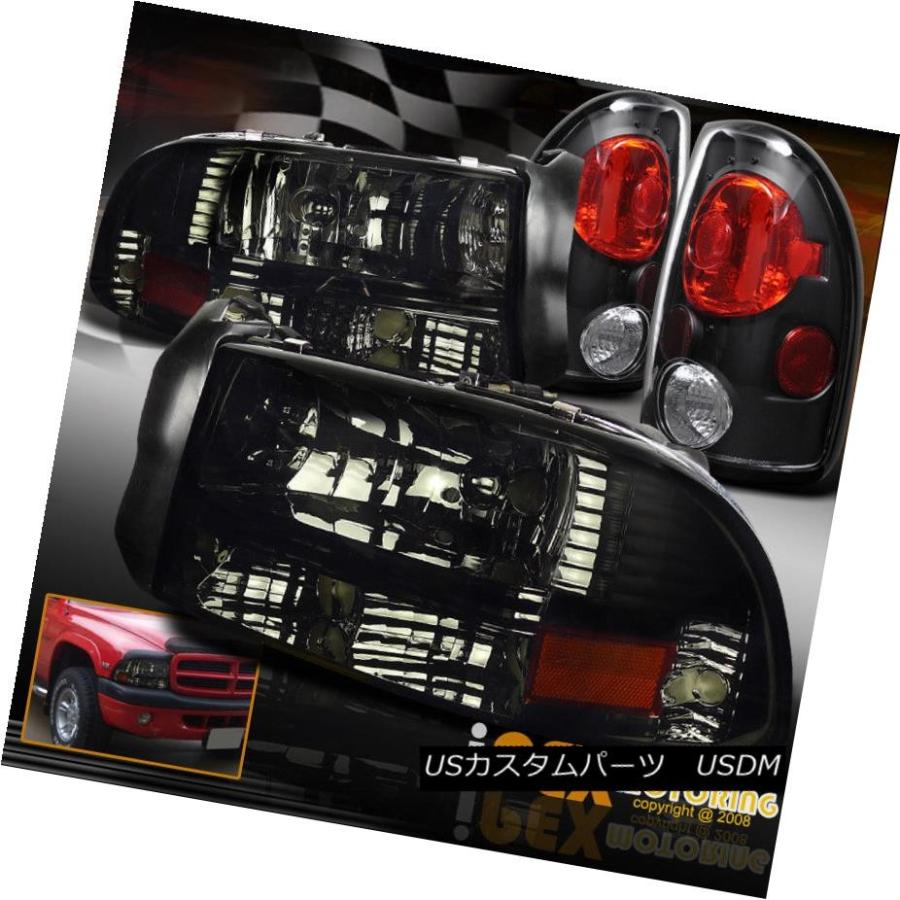 ヘッドライト 1997-2004 Dodge Dakota SHINY SMOKEヘッドライトW /シグナルランプ＆amp; ブラックテールライト 1