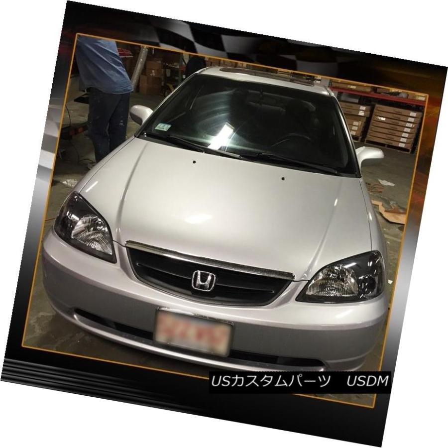 ヘッドライト 2001-2003ホンダシビックJDMブラックヘッドライト+イエローバンパーフォグライト用4PCコンボ 4PC Combo For 20の画像