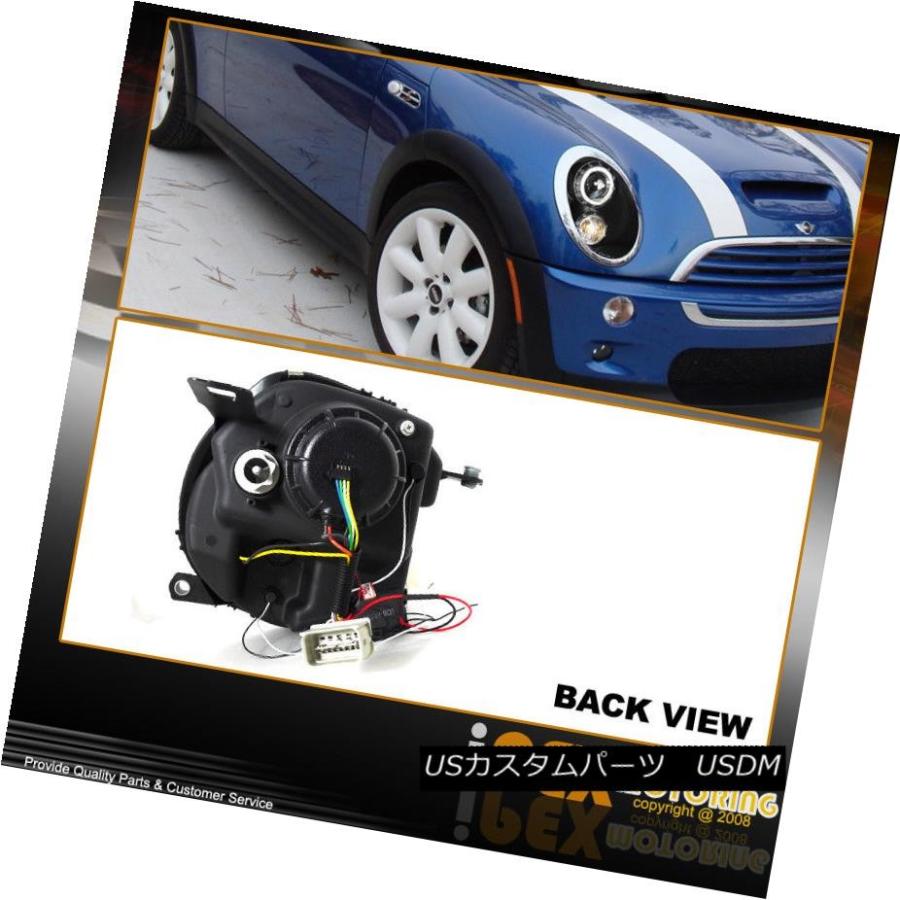 ヘッドライト 2007-2012 Mini Cooper Base S Clubman Halo Rimプロジェクターヘッドライトブラック 2007-の画像