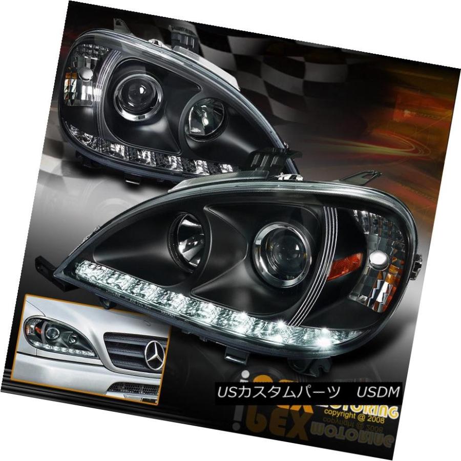 ヘッドライト 1998-2001メルセデスベンツML W163 ML320 ML430 LED DRLプロジェクターヘッドライトブラック 1998-2