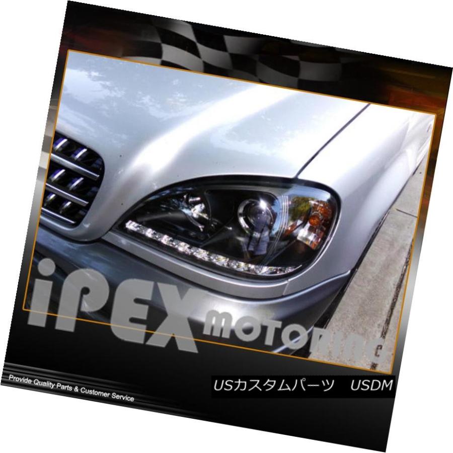 ヘッドライト 1998-2001メルセデスベンツML W163 ML320 ML430 LED DRLプロジェクターヘッドライトブラック 1998-2の画像