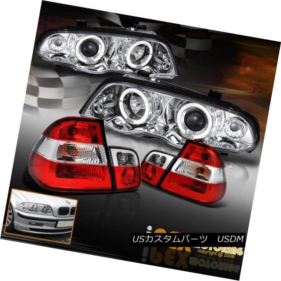 ヘッドライト 99-01 Bmw 3シリーズE46 4Drセダンヘイロープロジェクタークロームヘッドライト+テールライト 99-01 Bmw 3-Se