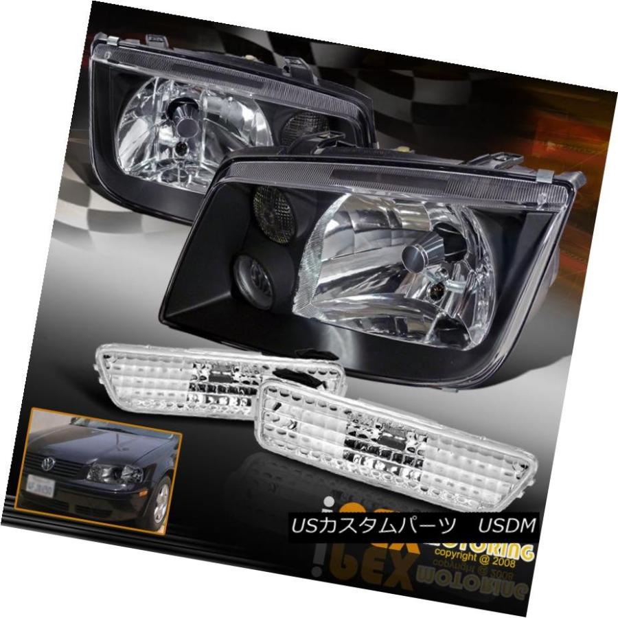 前照灯 フォルクスワーゲンVW 1999-2005ジェッタMK4黒いこと前照灯W /サイドバンパーマーカーライト VOLKSWAGEN V