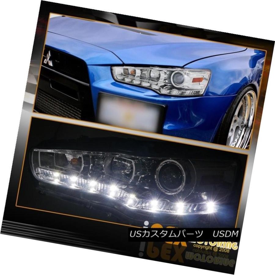 ヘッドライト 2008-2015三菱ランサーエボリューション10 EVO XプロジェクターLEDヘッドライトクローム 2008-2015 Mitsubの画像