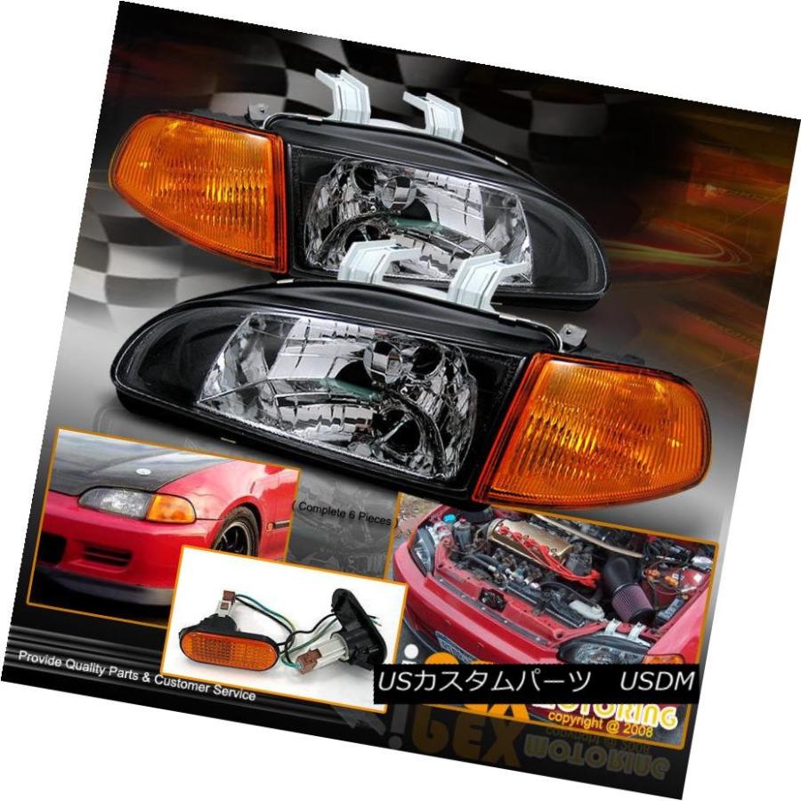 ヘッドライト ホンダシビック3Dr＆amp; 2Dr JDMブラックヘッドライト+コーナー信号+サイドマーカーEG EJ Honda Civic 3D