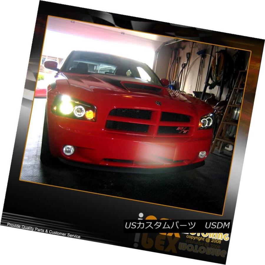ヘッドライト 2005-2010ダッジチャージャー（明るいツインハローズ）プロジェクターLEDヘッドライトブラック 2005-2010 Dodge C