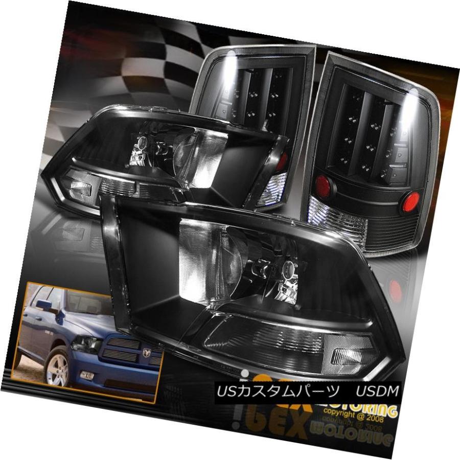 前照灯 黒いこと4PCSジャズバンド2009-2016 Dodge Ram 1500/2500/3500前照灯+ LEDテールランプ Black その他ライト-自動車