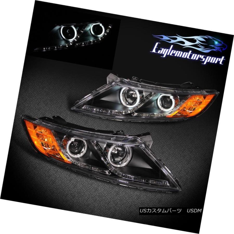 ヘッドライト [デュアルCCFL Halo] 2011 2012 2013 Kia Optima Lx / Ex LEDプロジェクターブラックヘッドラ