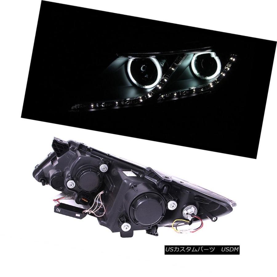 ヘッドライト [デュアルCCFL Halo] 2011 2012 2013 Kia Optima Lx / Ex LEDプロジェクターブラックヘッドラの画像