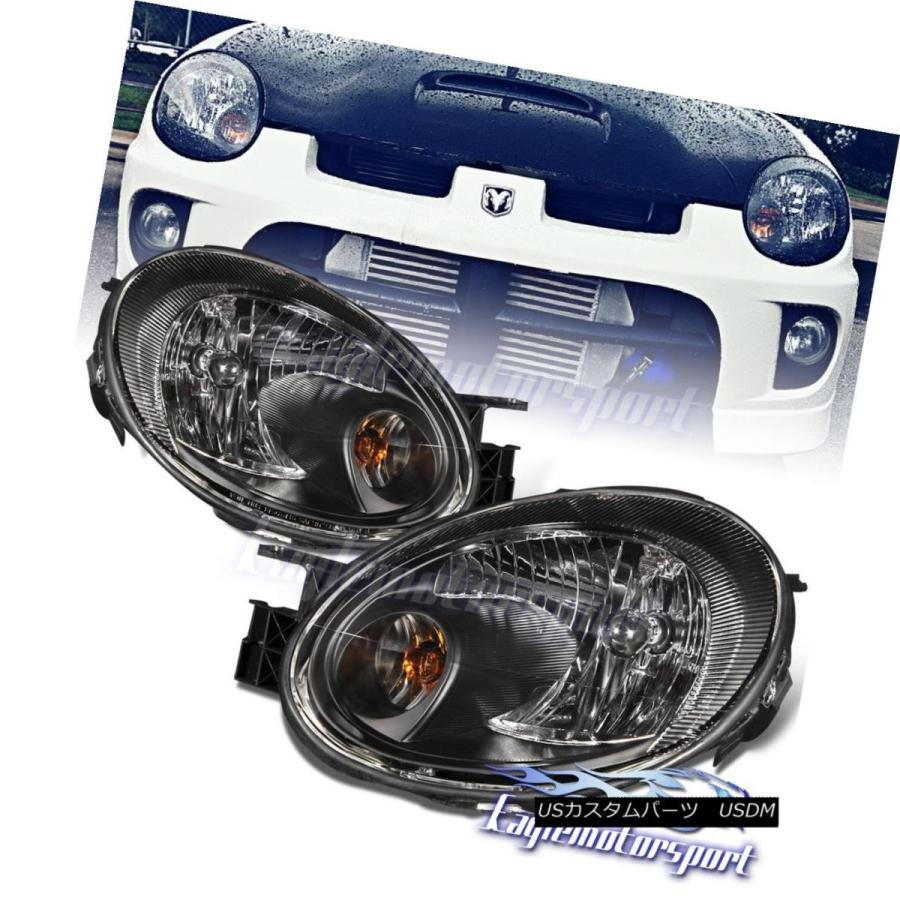 ヘッドライト 2003 2004 2005 Dodge Neon Se / Sxt / Srt-4ブラックファクトリースタイルヘッドライトペア 200