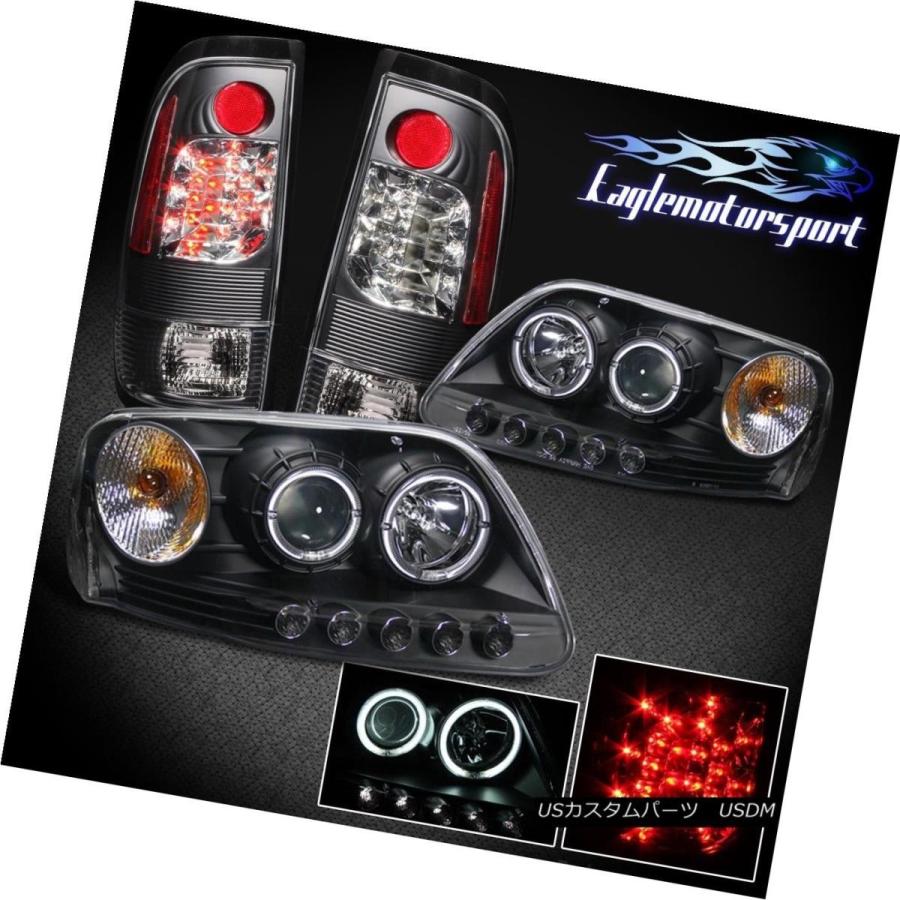 ヘッドライト CCFLハローBLKプロジェクターヘッドライト97-02フォードF150 / BLK LEDテールランプペア CCFL HALO BLK