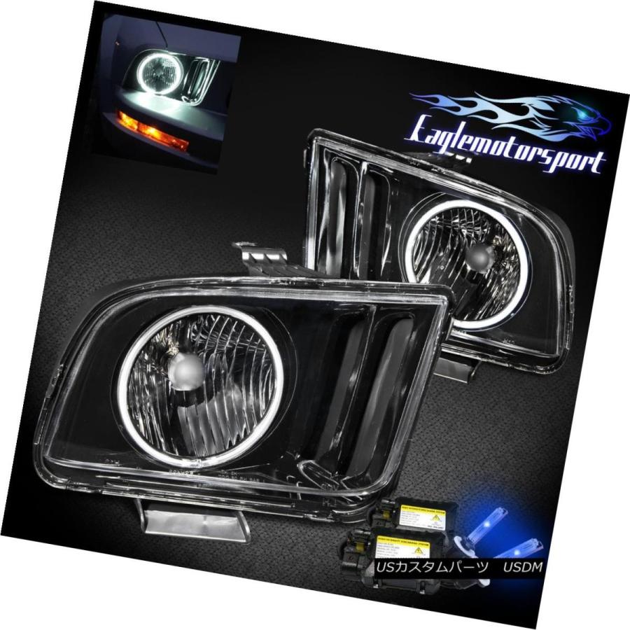 ヘッドライト CCFLハローBLKクリスタルヘッドライト2005-2007ムスタングスリムハイ/ロービーム10000K HID CCFL HALO B