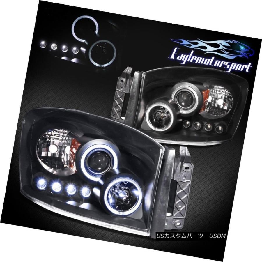前照灯 [デュアルLED Halo + LED DRL] 2006-2009 Dodge Ram 1500 2500 3500プロジェクターヘッ