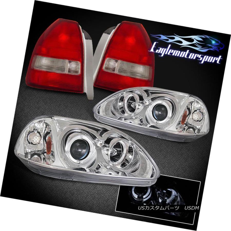 前照灯 1996-1998 Honda Civic 3DR映写機前照灯/レッドクリアテールランプ 1996-1998 Honda