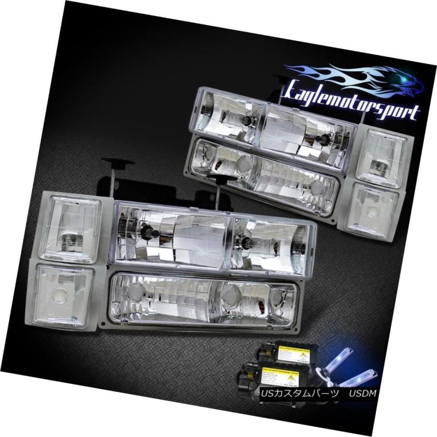 前照灯 8000Kスリムクリスタルクロムクリアヘッドライト94-98 CHEVY FULL SIZE TRUCK 8000K SLIM HID