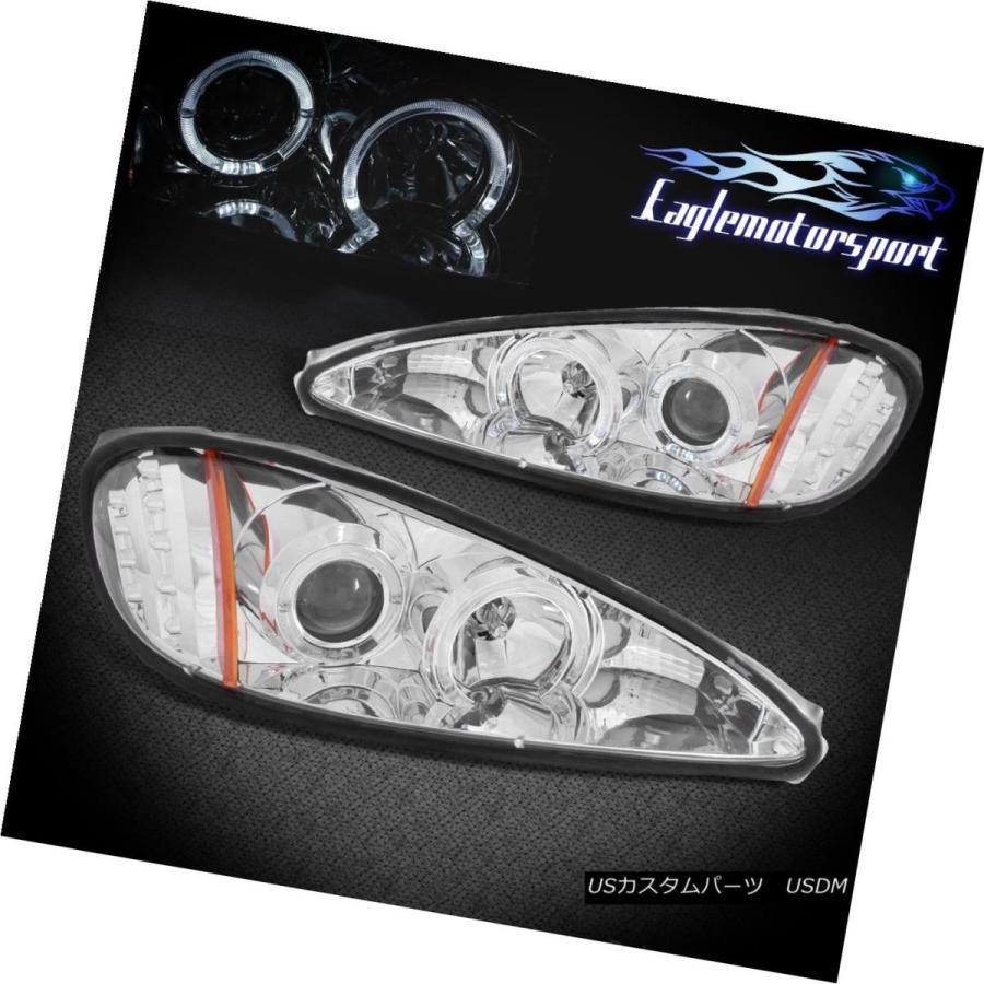 ヘッドライト [Dual LED Halo] 1999-2005 Pontiac Grand AM Chromeプロジェクターヘッドライトペア [Du
