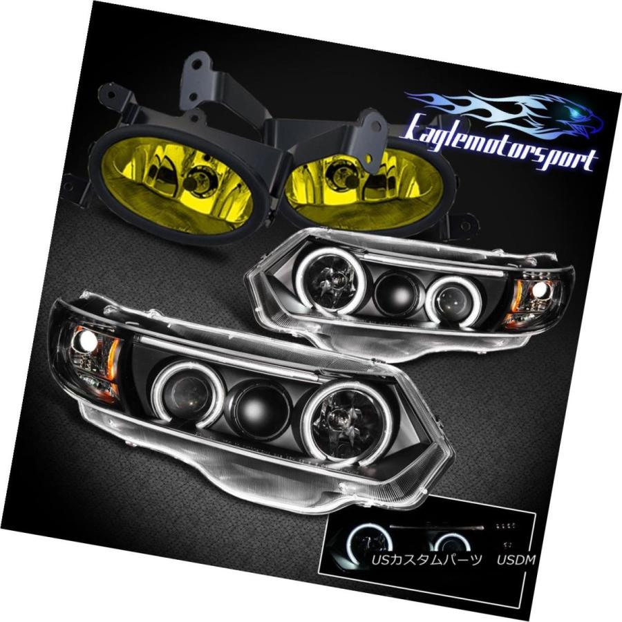 ヘッドライト 2006-2008シビックFG 2DR JDM BLK CCFLハロープロジェクターヘッドライト/ Yel  低