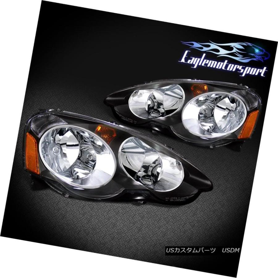 ヘッドライト 2002 2003 2004アキュラRSXブラック工場スタイルヘッドライトヘッドランプペア 2002 2003 2004 Acura R