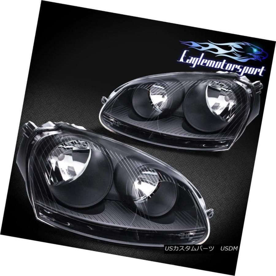 ヘッドライト 2006-2011フォルクスワーゲンVWジェッタGTI Mk5ゴルフ工場スタイルブラックヘッドライトペア 2006-2011 Volks