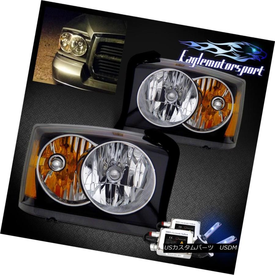 前照灯 8000K HID CRYSTAL BLACK BLK前照灯2005-2007 DODGE DAKOTA LH RH HEAD L ライト、レンズ-車、バイク、自転車-自動車