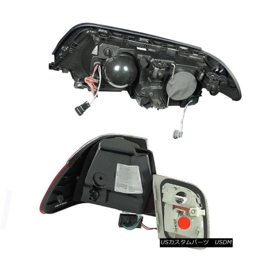 ヘッドライト 1999-2001 BMW E46 4DRクロームハロープロジェクターヘッドライト+レッドスモークLEDテールランプ 1999-2001_1