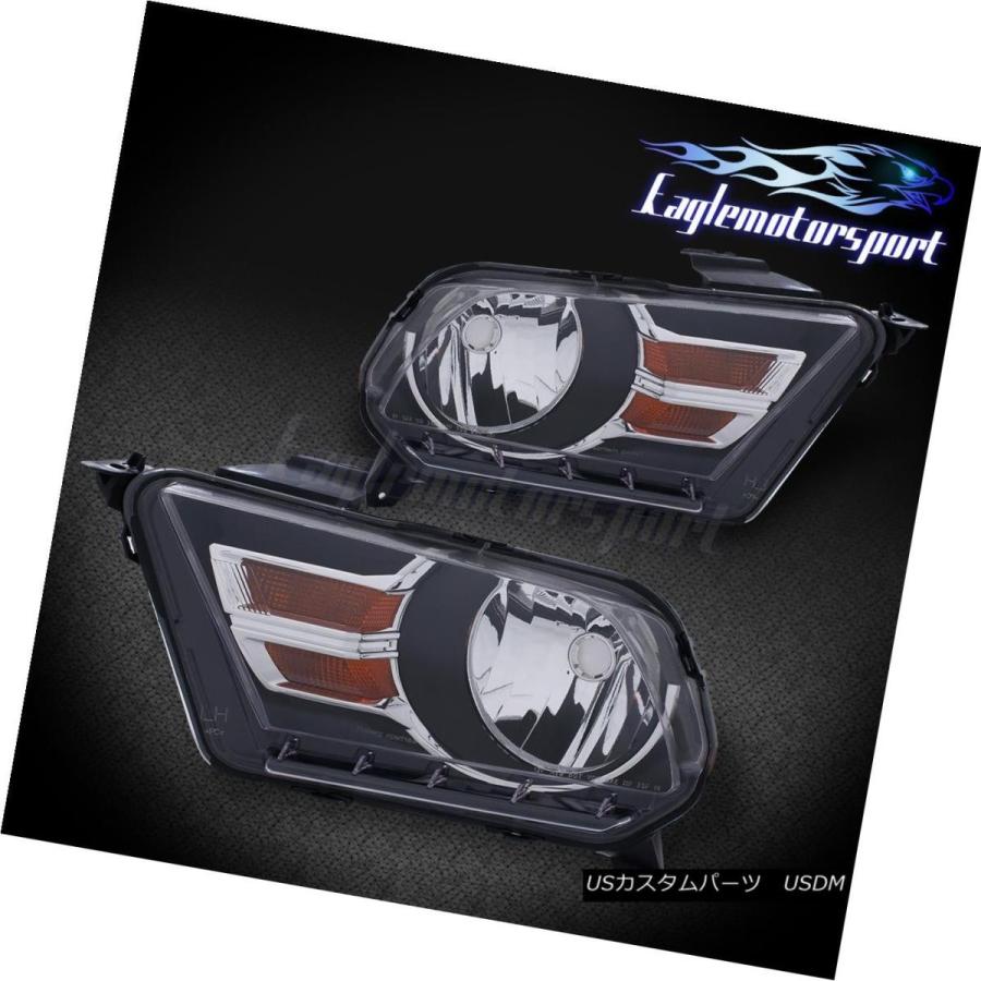 ヘッドライト 2010 2011 2012 2013 2014フォードマスタング工場スタイルブラックヘッドライトRH + LHペア 2010 2011