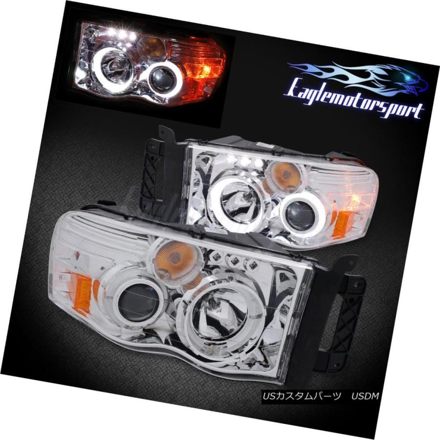 前照灯 [デュアルLED月暈] 2002-2005 Ram 1500 2500 3500クロームLED映写機前照灯仕かける [Du