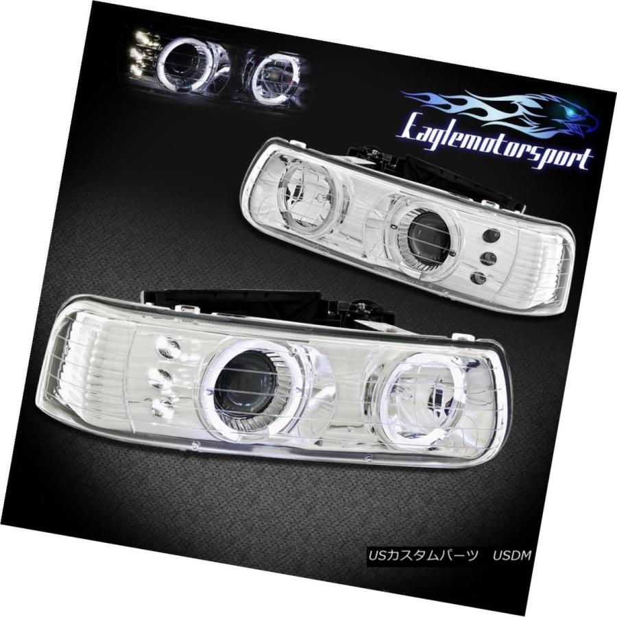 ヘッドライト 1999-2002 Chevy Silverado 1500/2500/3500 LED Halo Chromeプロジェクターヘッドライ
